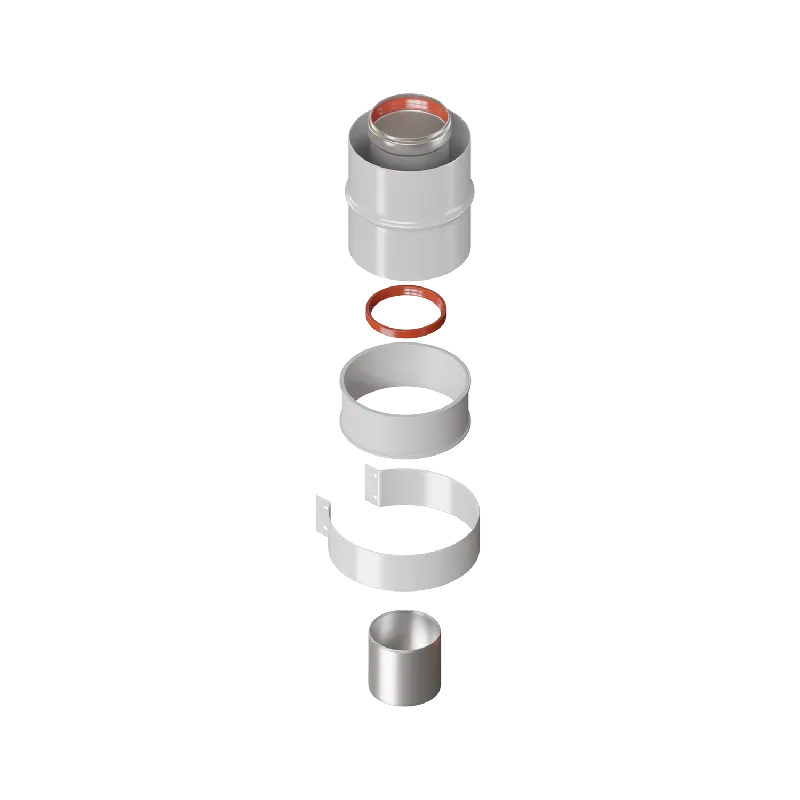 Адаптер вертикал. коакс. 60/100 (Baxi(кроме ECO Nova/Classic), Ariston,Vaillant,Viessmann,Kiturami, Mizudo,Arderia и др.) с хомутом+втулка D60 L50