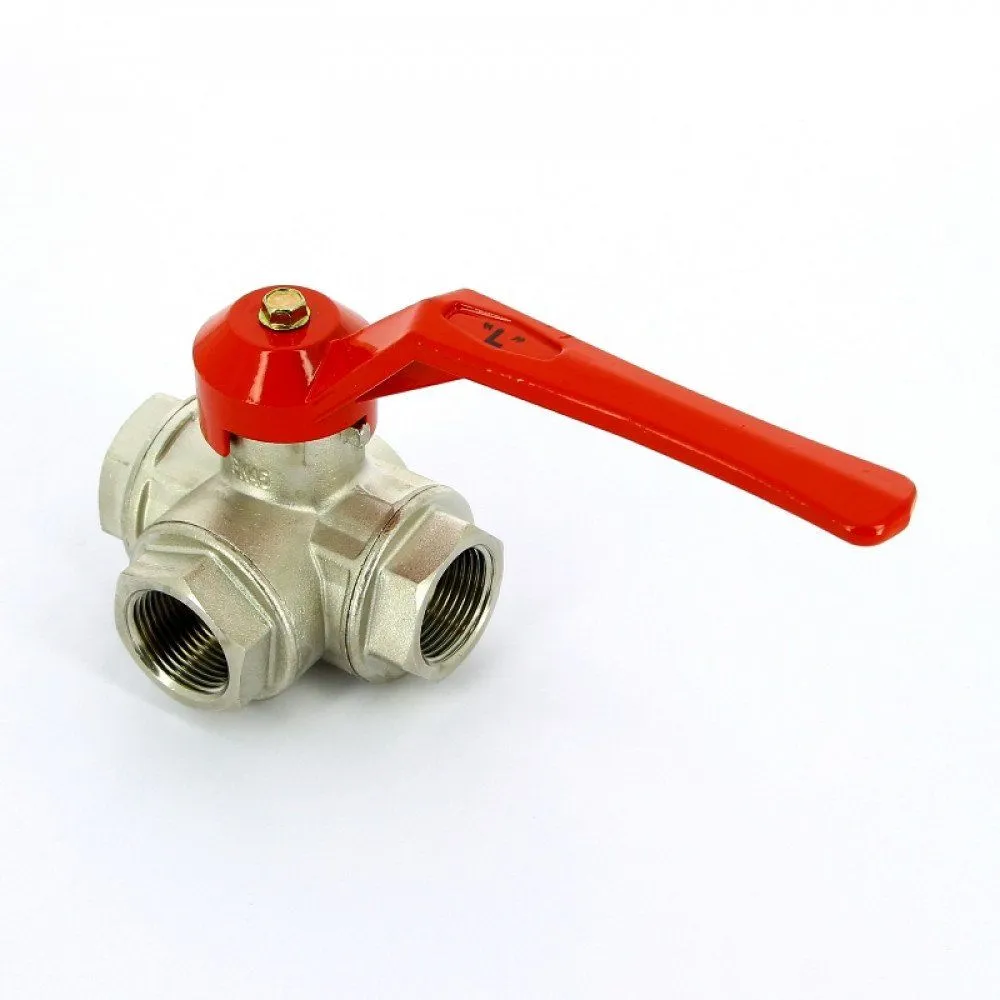 Кран шаровой трехходовой тип L 1/2" внутренняя резьба Valtec