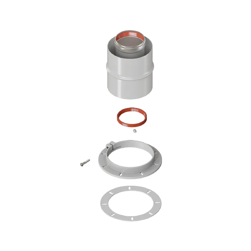 Адаптер вертикальный коакс. 60/100 (Bosch, Navien S/C/E, Baxi ECO Nova/Classic, Federica Bugatti, Fondital и др.) в комплекте фланец