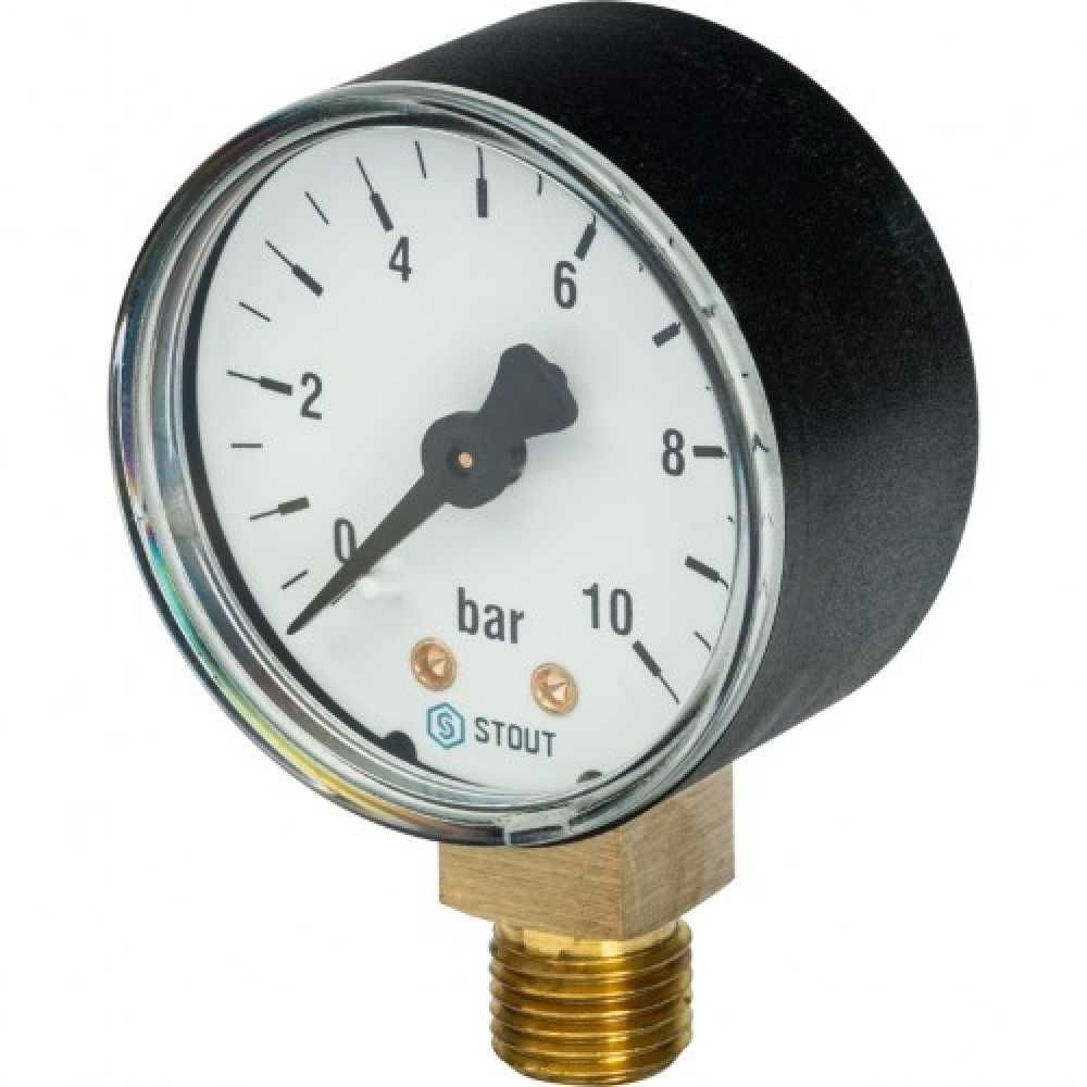 Манометр STOUT радиальный. Корпус Dn 80 мм 1/2", 0...16 бар, кл.2.5