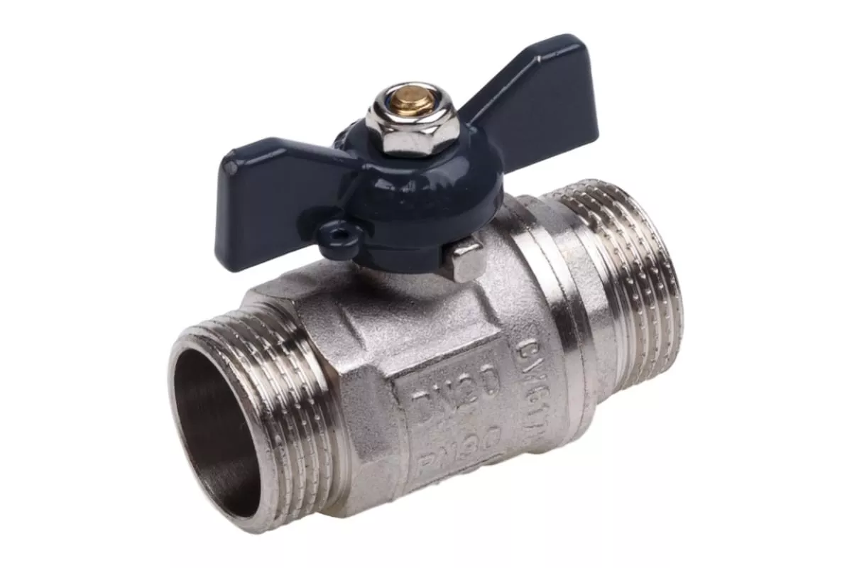 Кран шаровой 3/4'' нар - нар Бабочка (никелированный) AQUALINK