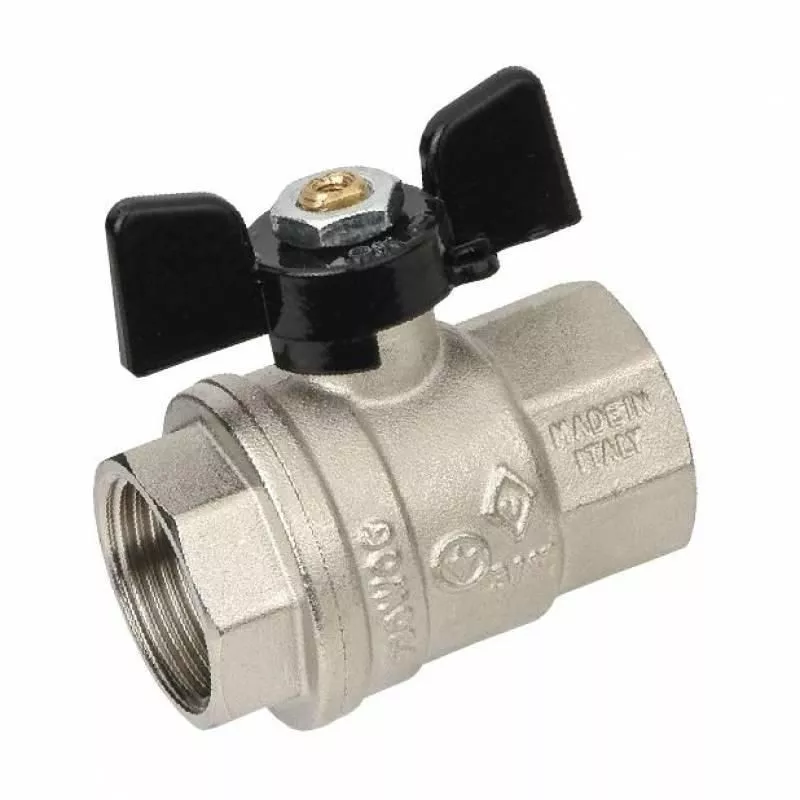 Кран шаровой 3/4'' внутр - внутр Бабочка (никелированный) AQUALINK